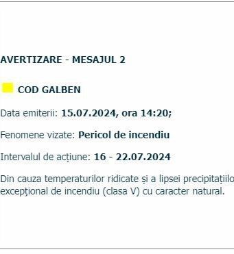 Государственный гидрометеоцентр Молдовы продлил желтый код опасности пожаров, присвоив ему пятый класс