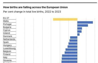 Рождаемость по всему Европейскому союзу снизилась на 5,7%