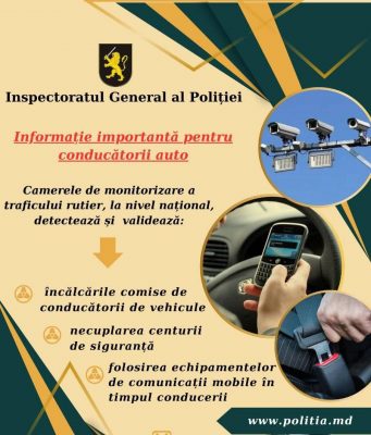 C 10 февраля в Молдове камеры дорожного наблюдения начнут фиксировать не только превышение скорости, но и непристегнутый ремень безопасности и использование телефона за рулем.