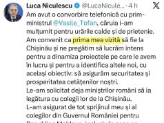 Лука Никулеску: первый зарубежный визит в качестве премьера Румынии совершу в Молдову